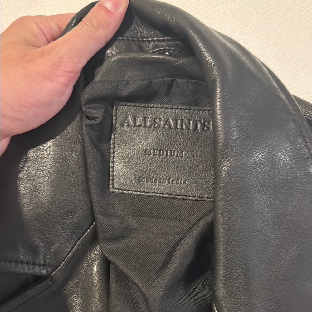 All Saints Black Leather Motorcycle Jacket - Picture 3 of 5